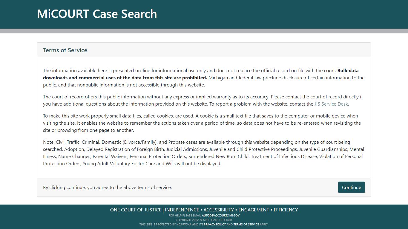 MiCOURT Case Search