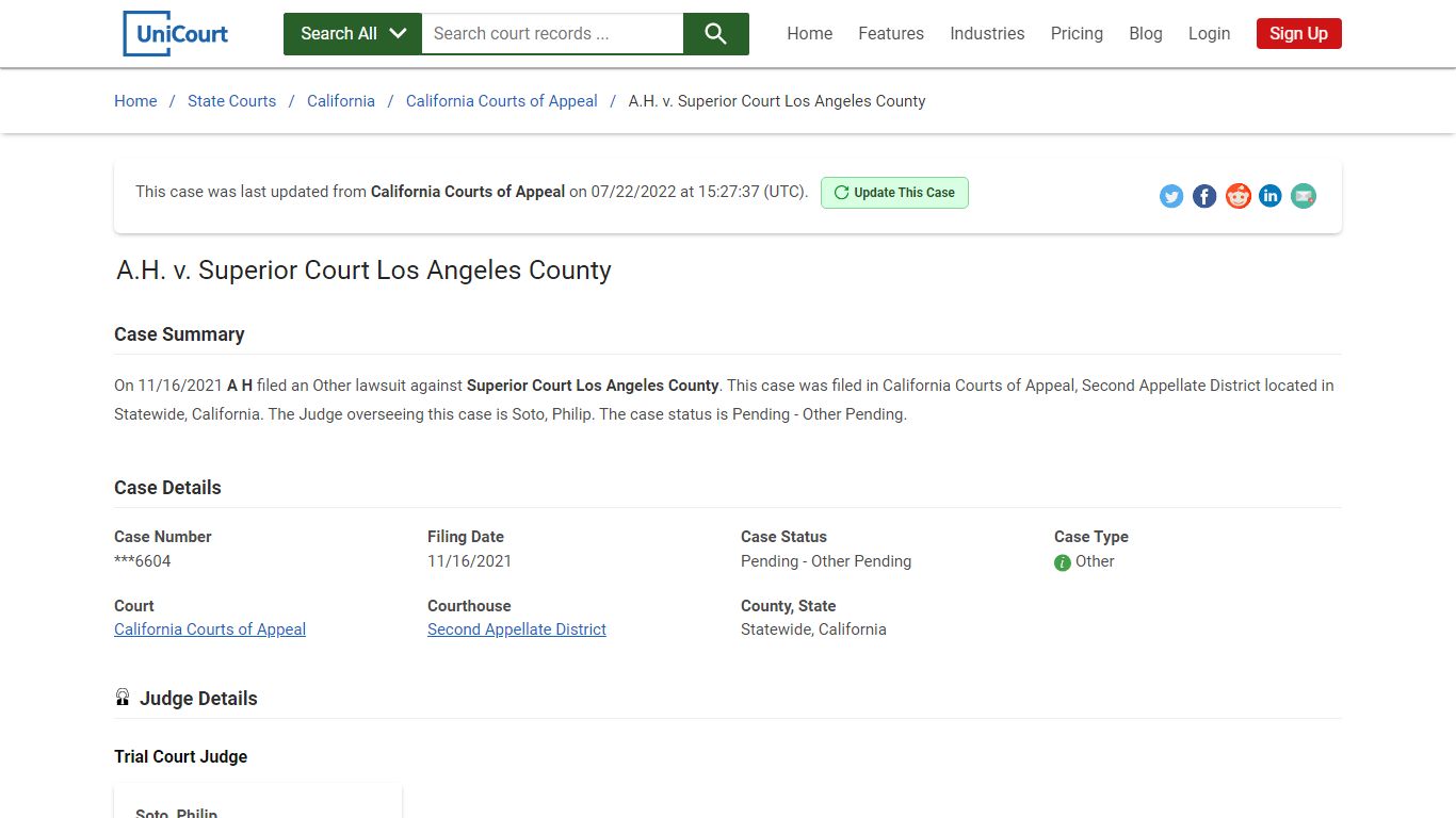 AH v Superior Court Los Angeles County | Court Records ...